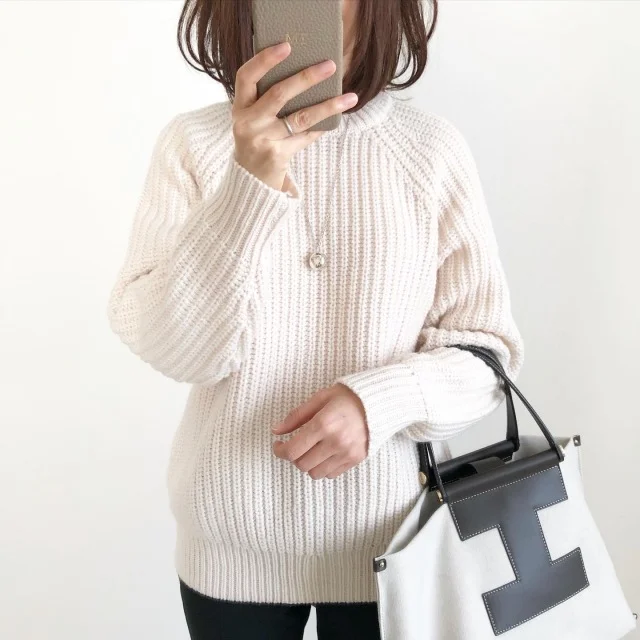 『UNIQLO U』ローゲージニットNATURAL着回しコーデ【tomomiyuコーデ】_1_1