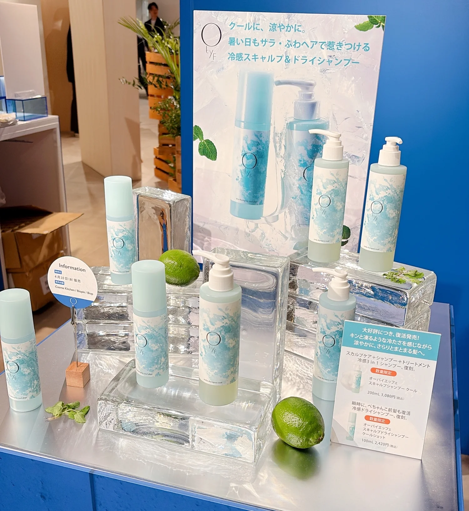 新作コスメ　オーバイエッフェ  スキャルプシャンプー クール 200mL ￥3080、スキャルプドライシャンプー クールショット 100mL ￥2420＜数量限定発売中＞