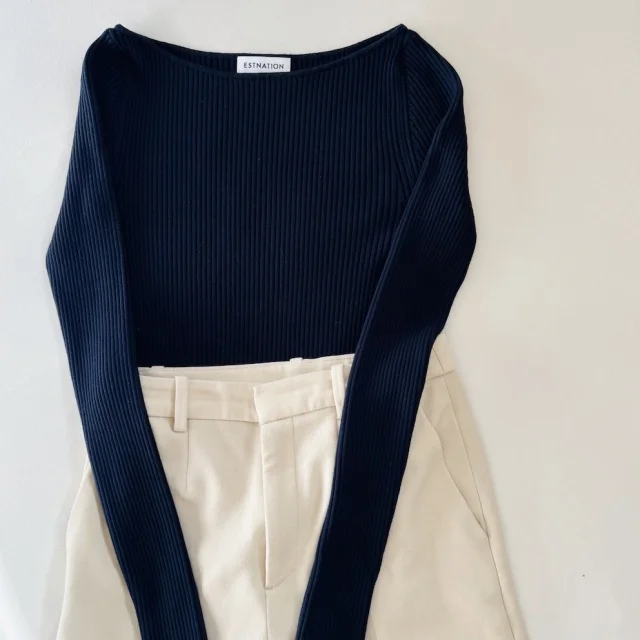 Estnation、エストネーション、ボートネックニット