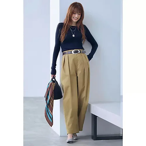 松村純子×Curensology　ハイウエストツータックチノパンツ