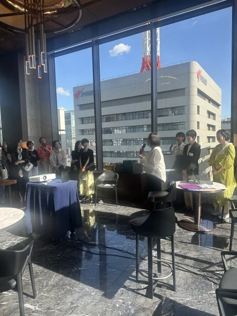 美女組オフ会へ｜ドレスコード春色コーデは水色シアーワンピース_1_4-2