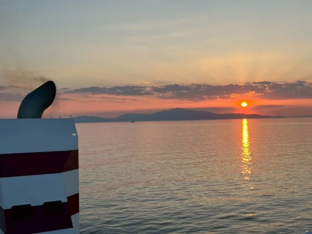 ふねからの夕日