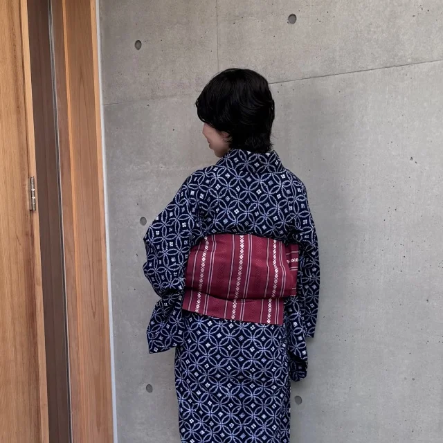 浴衣　名古屋帯　銀座結び