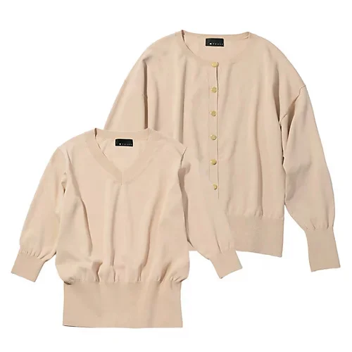 【加藤かすみさんコラボ】【洗える】着映えアンサンブルニット