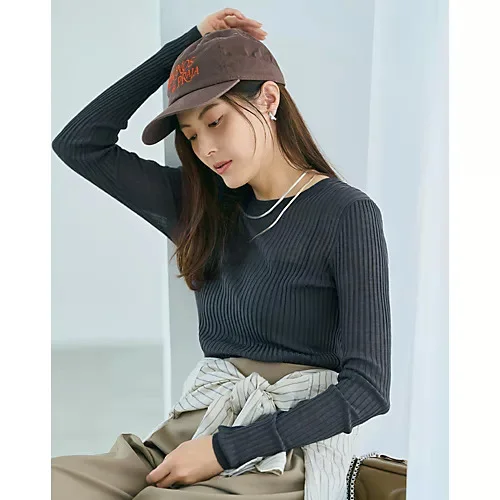 M7days 東原妙子さんコラボ クルーネックシアーリブニット