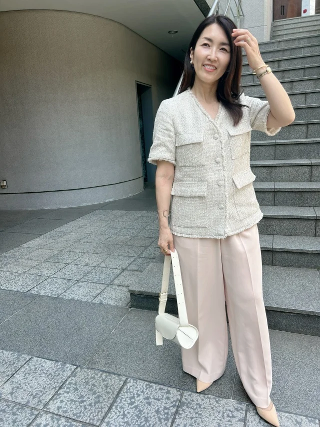【ROPE展示会オーダー】ひと目惚れした半袖ツイードジャケットと、愛用ピンクパンツで夏のきれいめコーデ_1_2