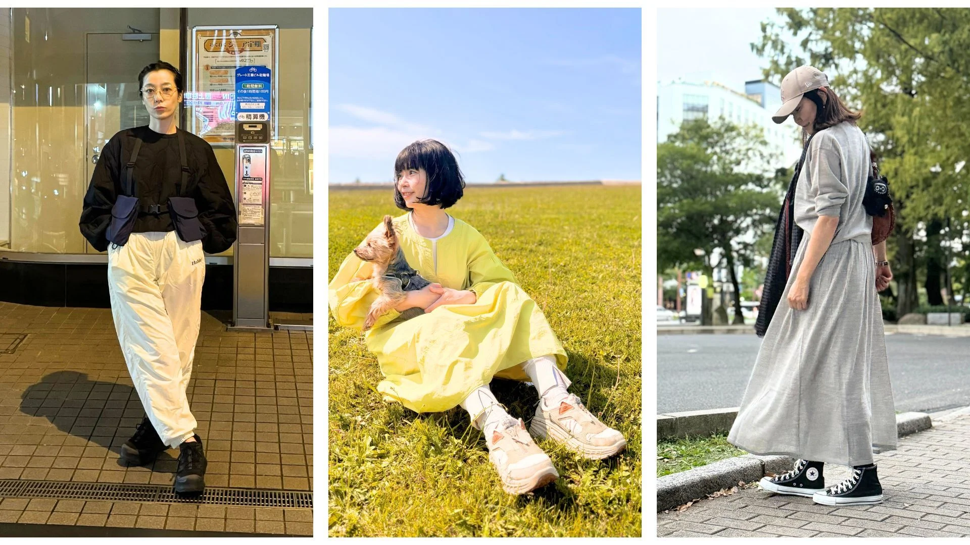 美女組メンバーしおり、山中あみ、naNaのスニーカーコーデ