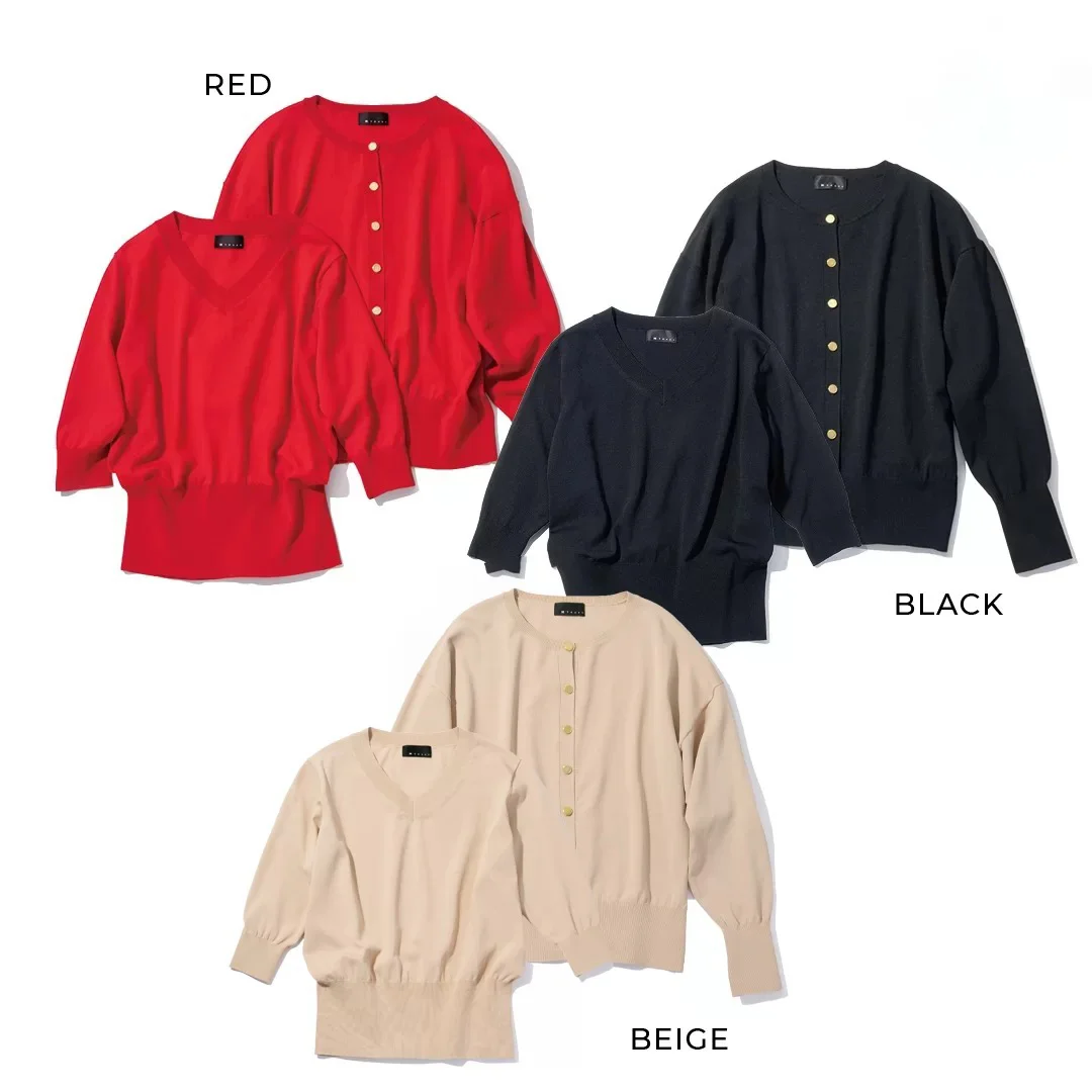 【加藤かすみさんコラボ】【洗える】着映えアンサンブルニット