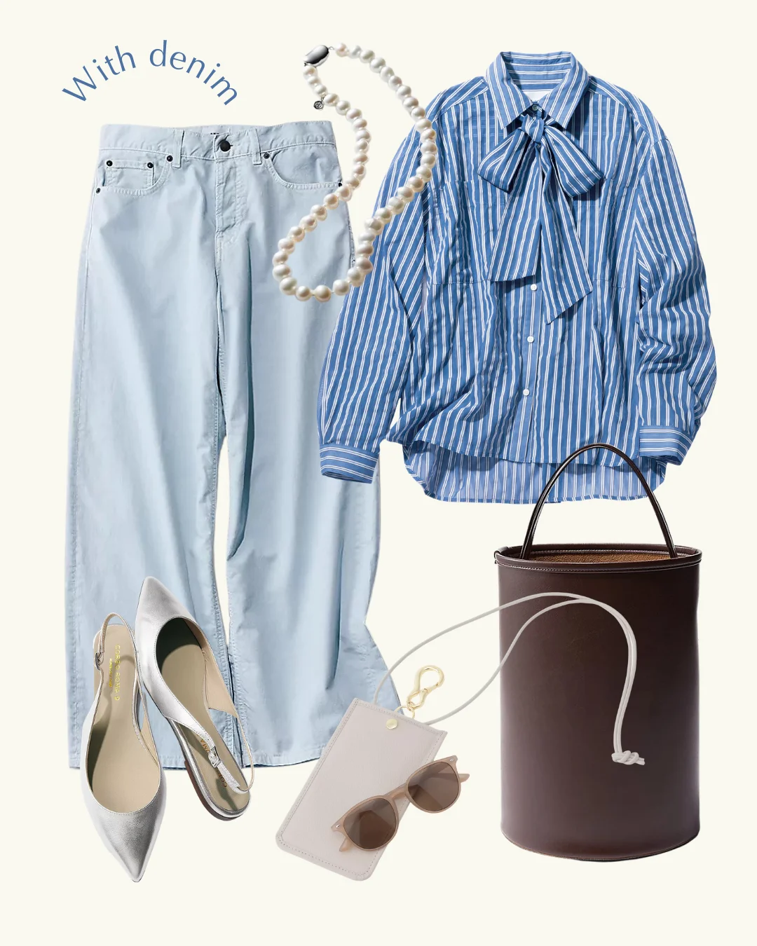 M7days 【加藤かすみさんコラボ】【洗える】透けストライプボウタイ付きシャツ