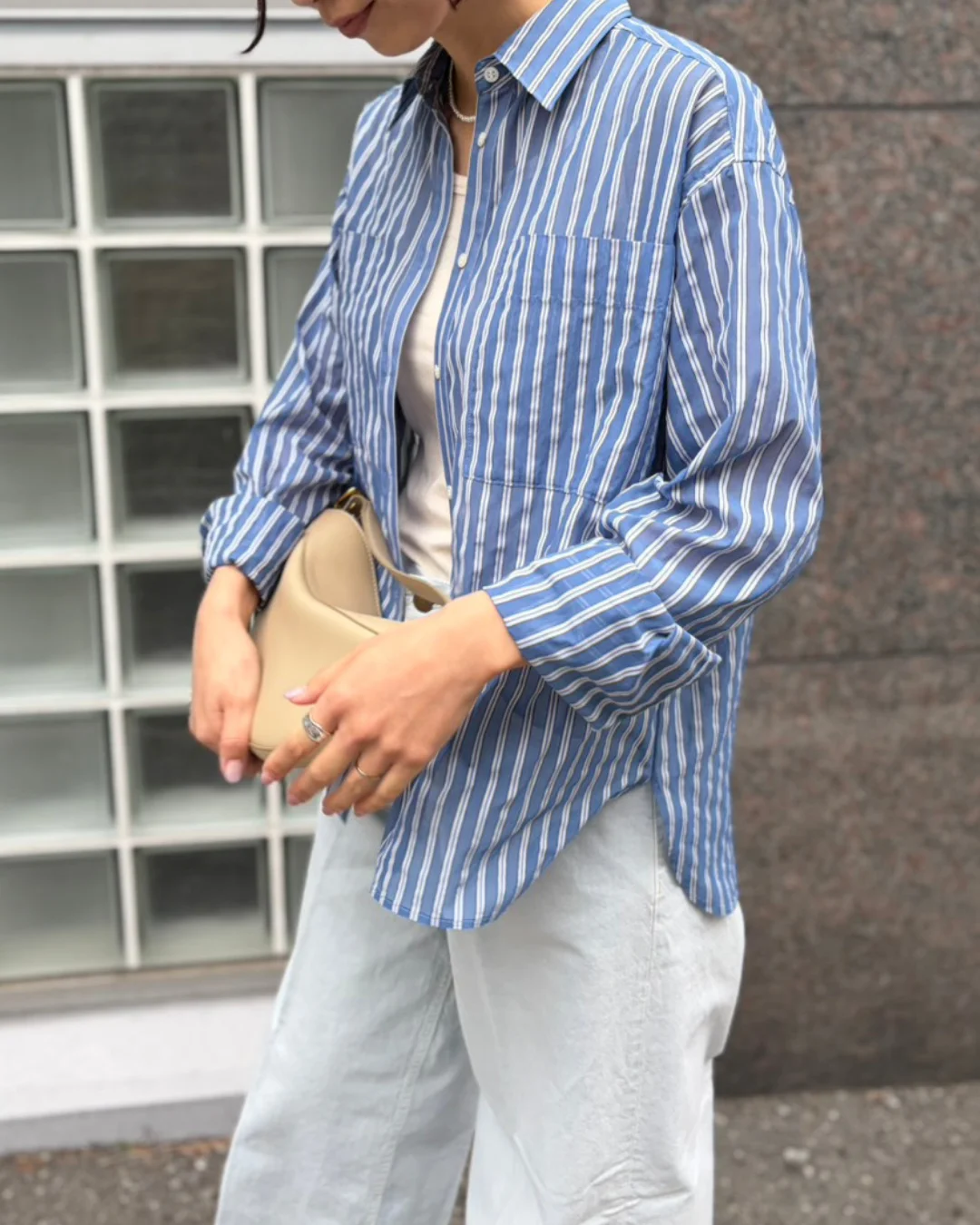 M7days 【加藤かすみさんコラボ】【洗える】透けストライプボウタイ付きシャツ