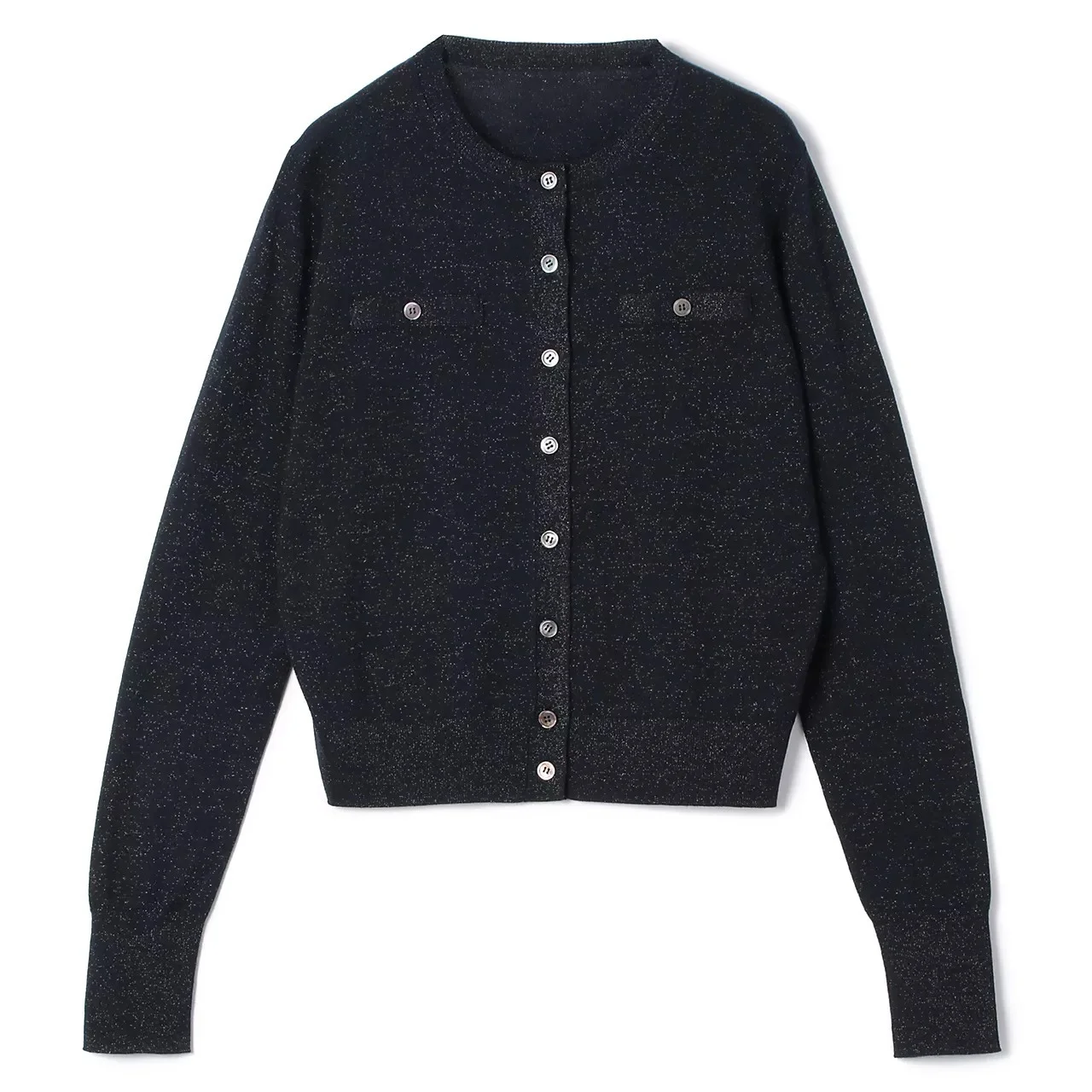 エムセブンデイズ ラメフェイクポケット付きカーディガン