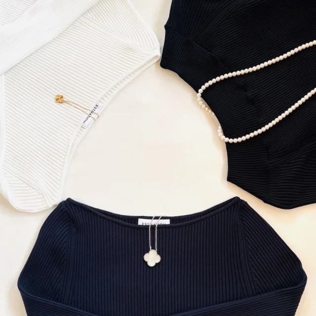 Estnation、エストネーション、ボートネックニット