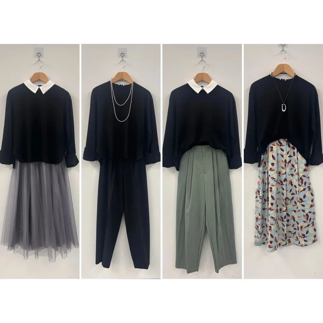 ウエストインでもアウトでもOK の「襟つき２WAYトップス」なら着回し力抜群！