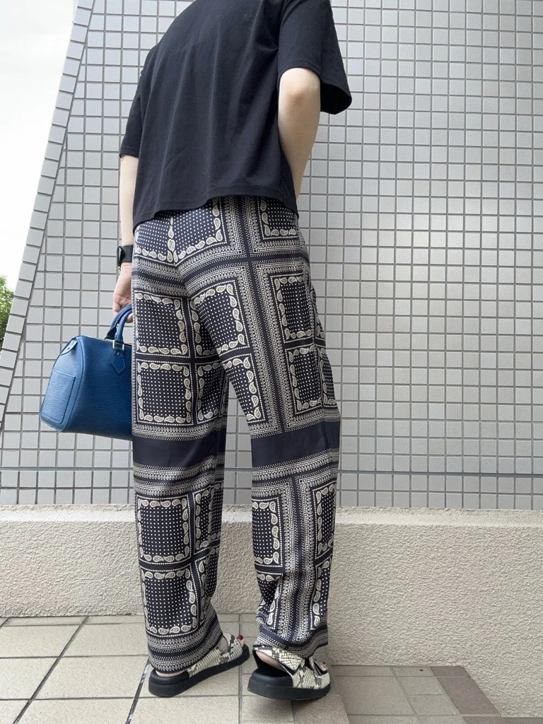 M7days ペイズリー×ドットプリントワイドパンツ 