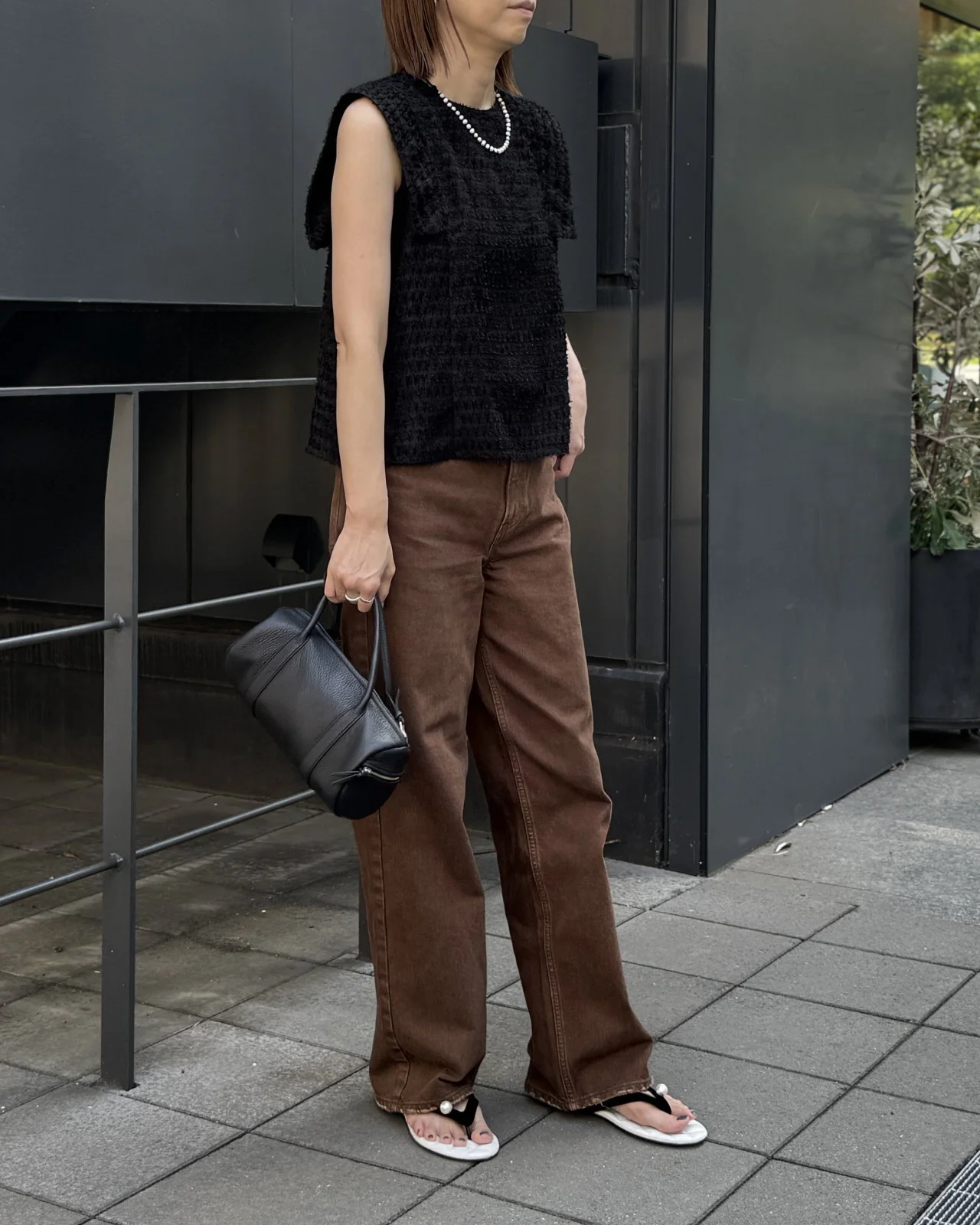 ジャカードスクエアトップス パンツ　コーディネート