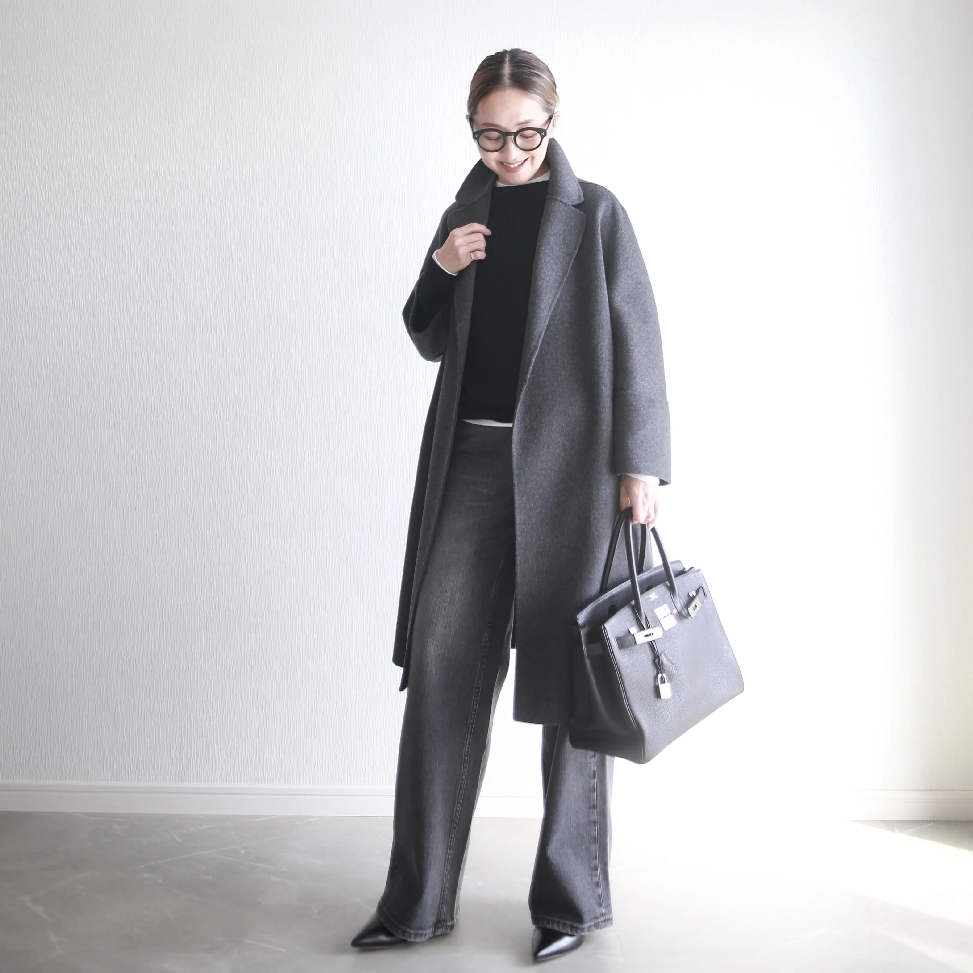 marisol healthydenim 別注pinkpepper 着回し　maxmara hermes betoupe 小柄コーデ