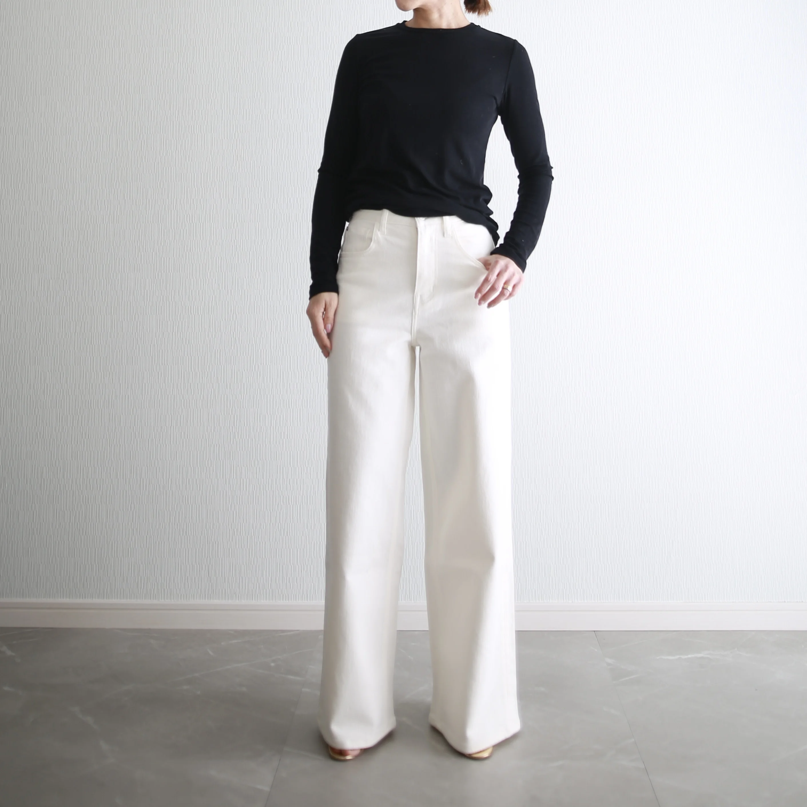 marisol bemiコラボ ホワイトデニム　別注　healthydenim pinkpepper wide