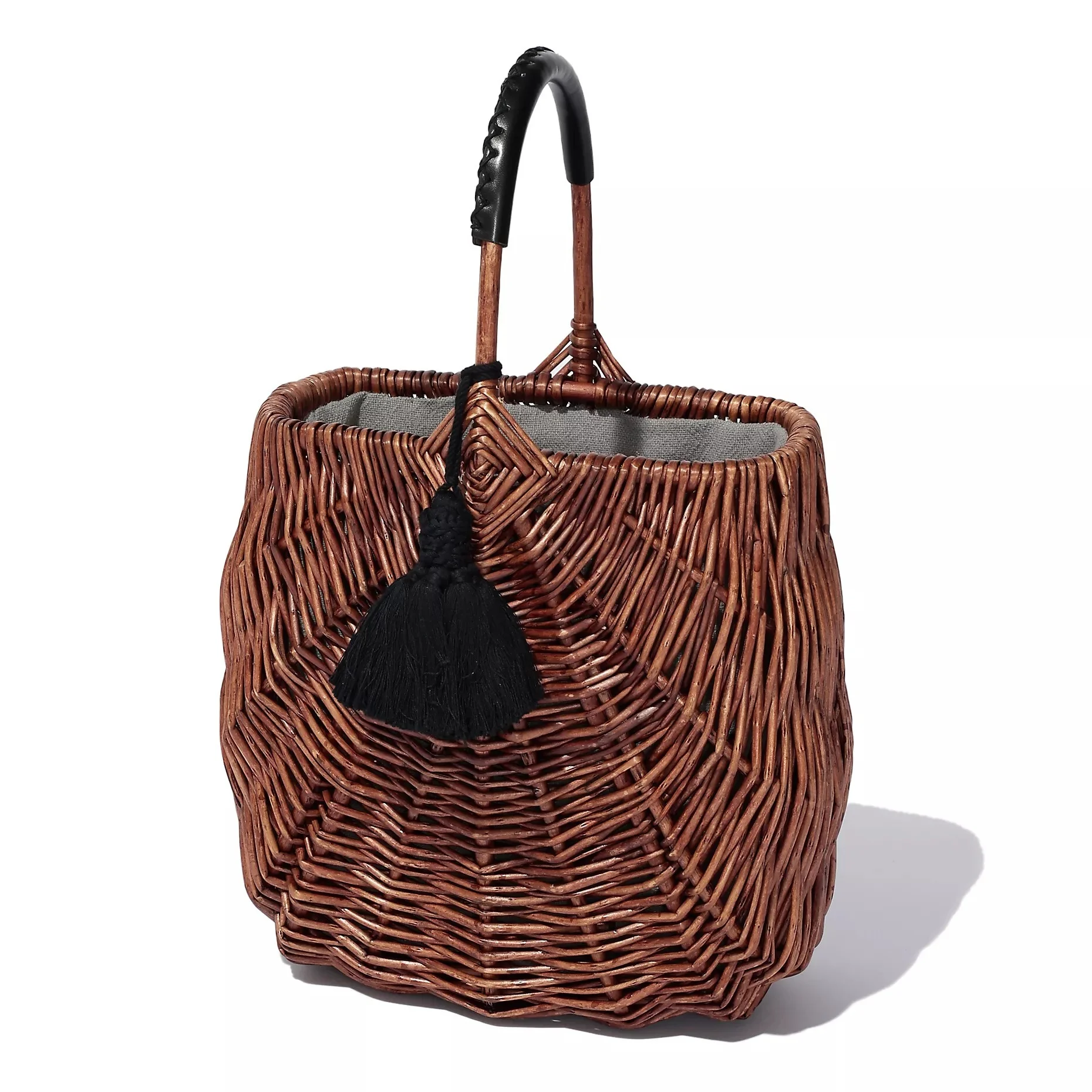 Pale Jute weekend basket（Large）＋別色タッセル（ピンク）