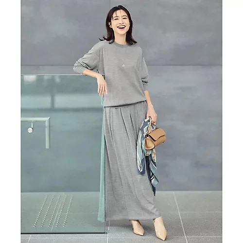 エムセブンデイズ　【コラボ】シアーニットギャザースカート