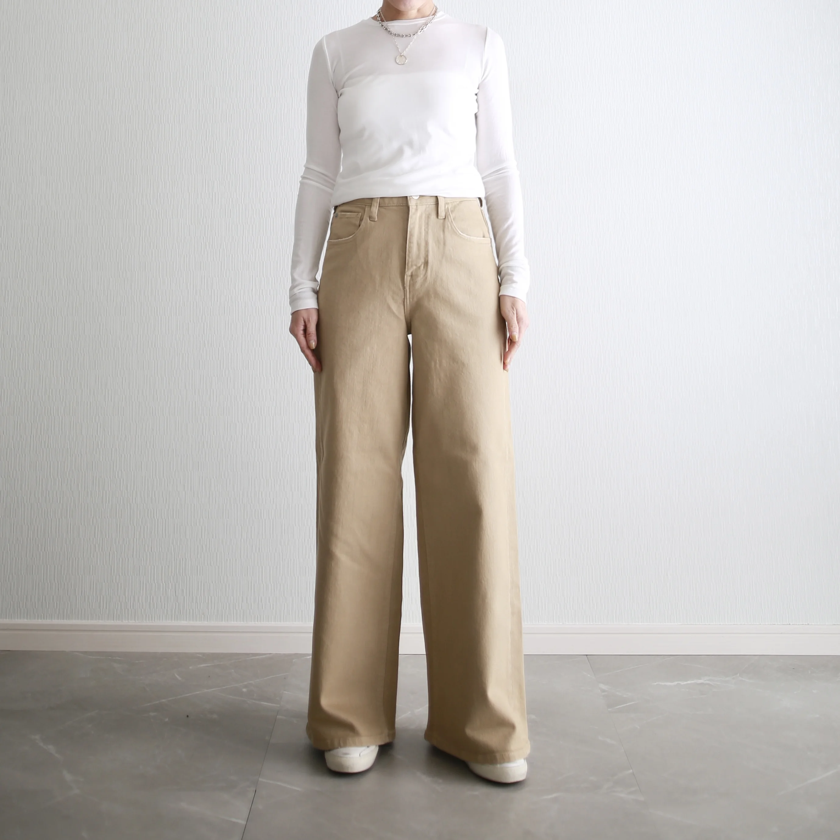 marisol bemiコラボ ベージュデニム　別注　healthydenim pinkpepper wide