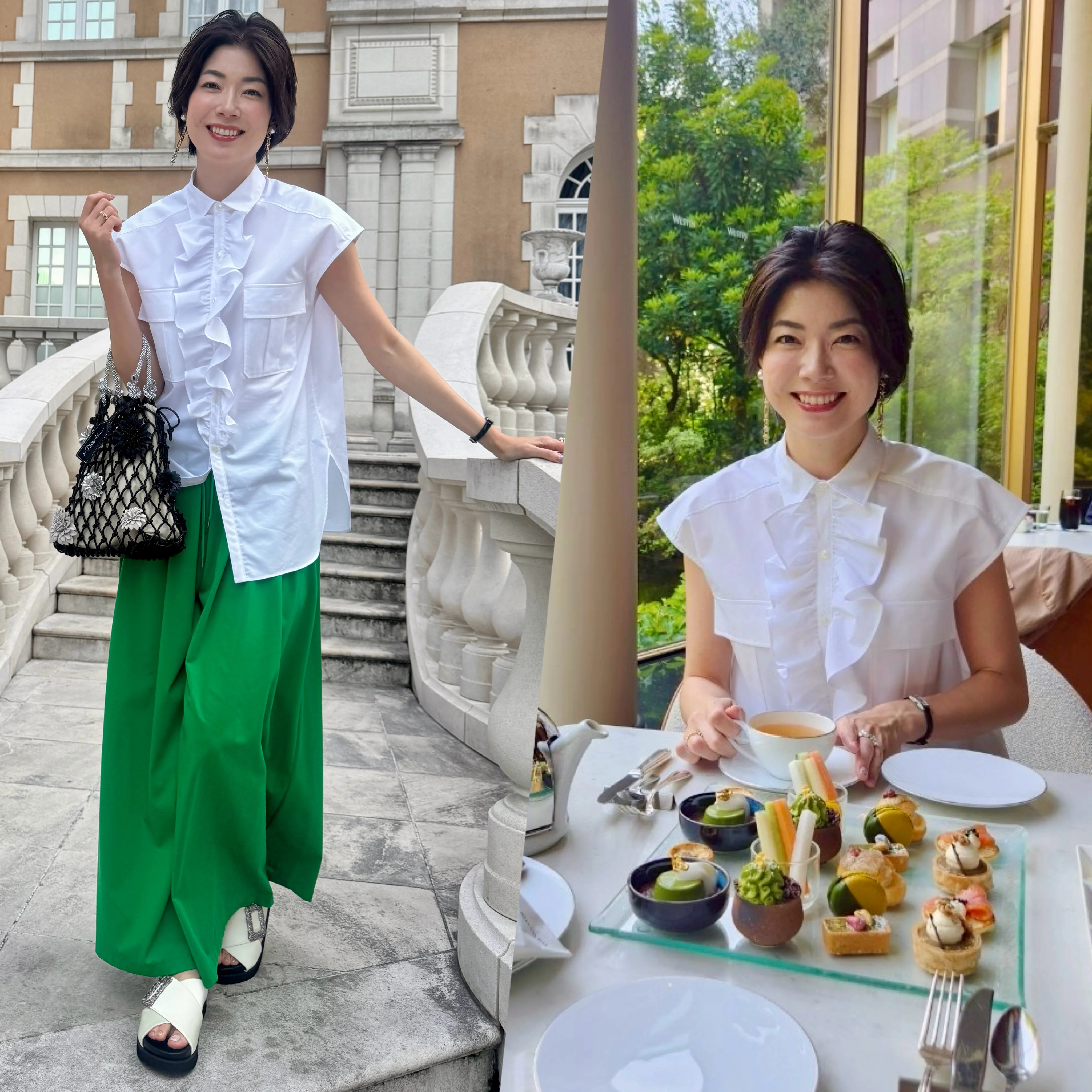 40代の“ホテル映え”コーデ【ウェスティン東京でいただく、和のアフタヌーンティー】