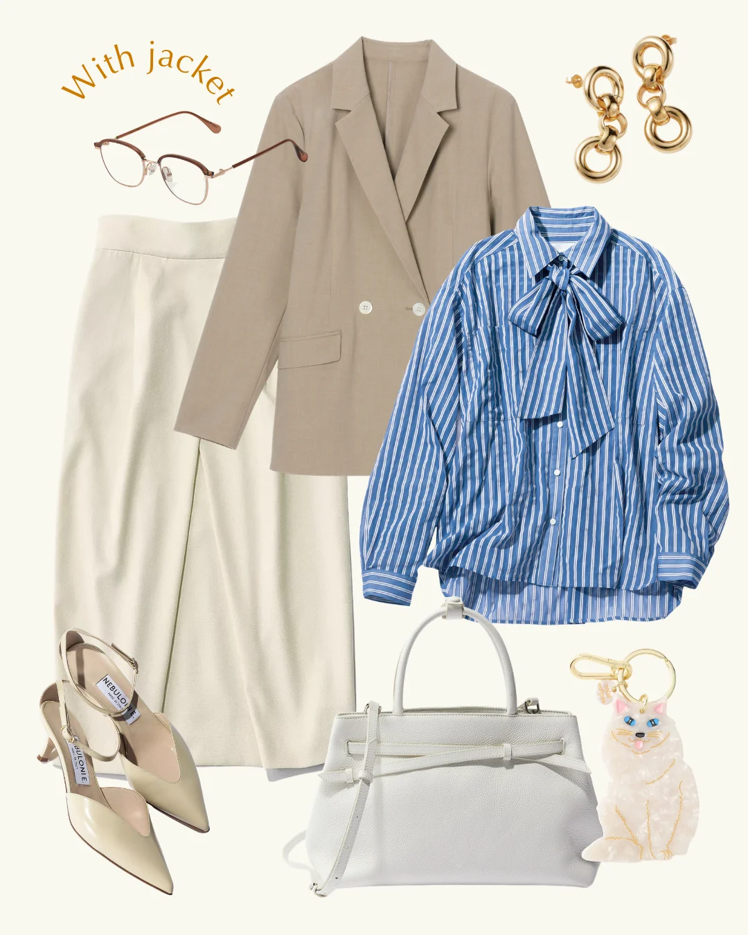 M7days 【加藤かすみさんコラボ】【洗える】透けストライプボウタイ付きシャツ