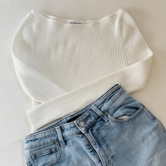 Estnation、エストネーション、ボートネックニット