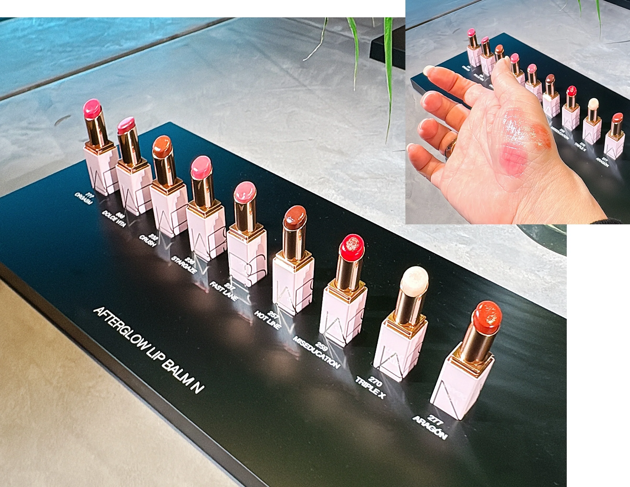 2026年　新作　ナーズ　カラーはORGASMなどNARSを象徴するシェードを含む、媚びない可愛さを秘めた全９色。なめらかでべたつかない、だけど深いうるおいで唇を包み込むようなつけ心地は、使えばきっと虜になるはず。写真のとおり、うるおいたっぷりのツヤ仕上げは、今の季節にもってこいです。   単品で上品な発色と繊細なツヤ、シアーな血色感を楽しむのはもちろん（塗り重ねると非常に可愛い！）、リップ下地として、いつものリップに重ねてニュアンスチェンジにと、使い方はお好み次第。ぜひ、気になるカラーを手に入れて。   NARS アフターグロー リップバーム N　全９色　各￥4180／NARS JAPAN＜１月16日（金）発売＞  ＊一部のカラーはセミセルフ店舗取り扱いなし