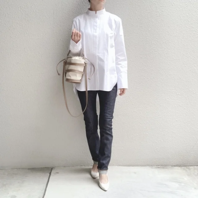 スーピマコットンタックシャツ(White Mサイズ)