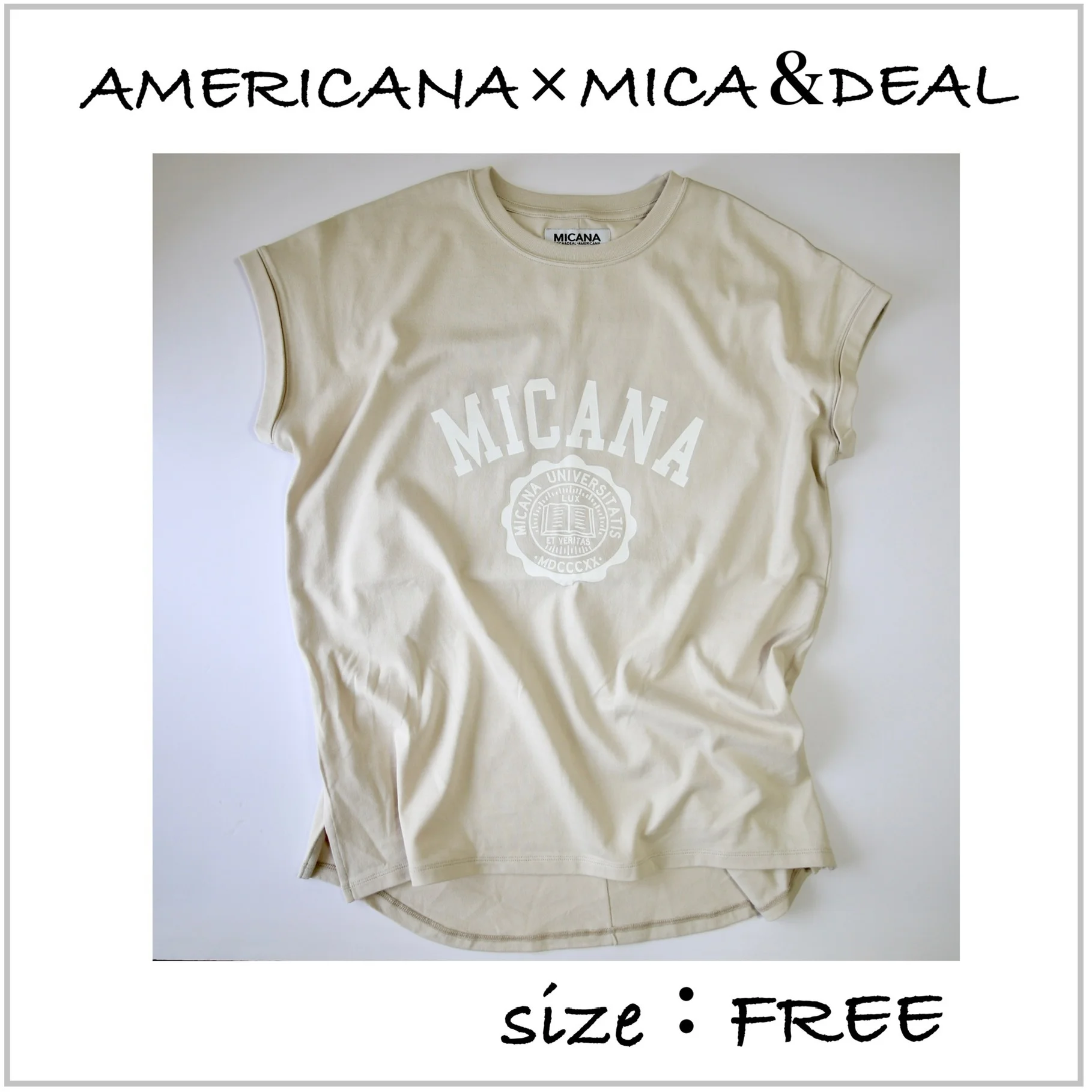 小柄　 【AMERICANA】×【MICA＆DEAL】カレッジロゴTシャツ