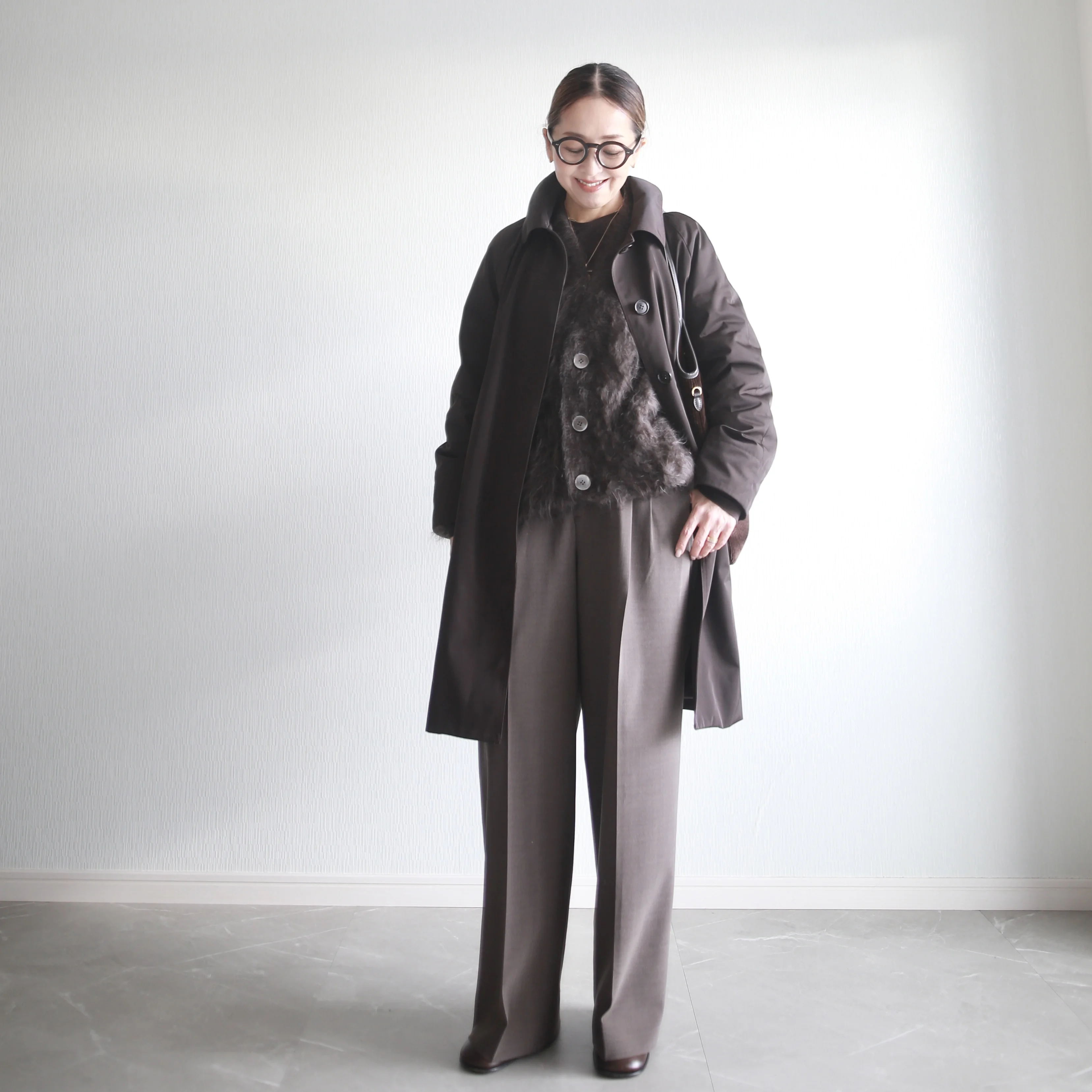 blamink カシミアファーカーディガン　miumiu　betoupe 着回し