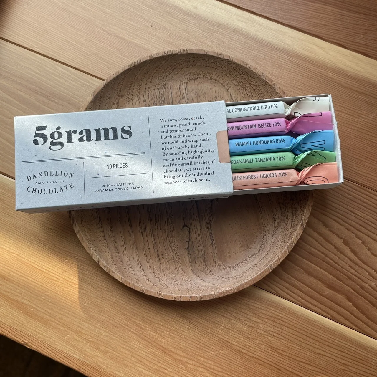 ダンデライオンのファイブグラムスチョコレート