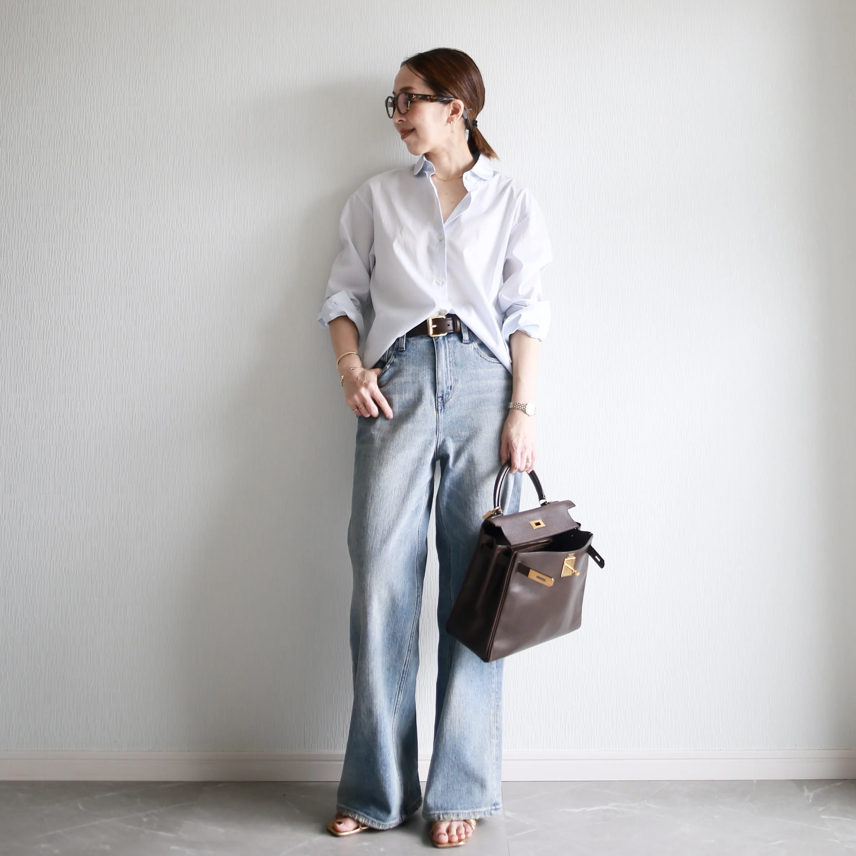 2025SS HealthyDENIM marisol別注 pinkpepper bemiコラボ BETOUPEラウンドカラーシャツ サックスブルー
