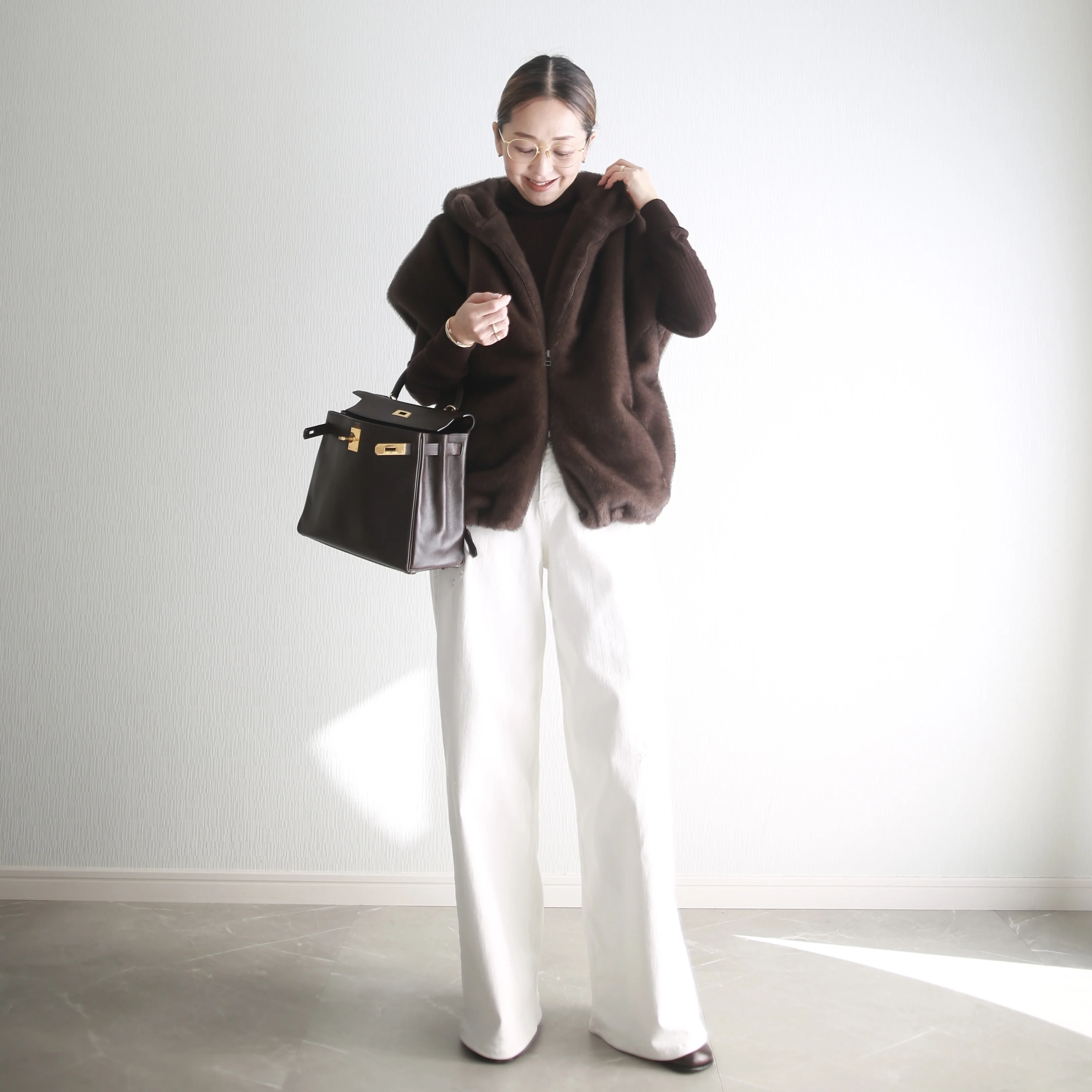 betoupe ECOPELファーフーディーベスト　着回し　着こなし術　surt hermes