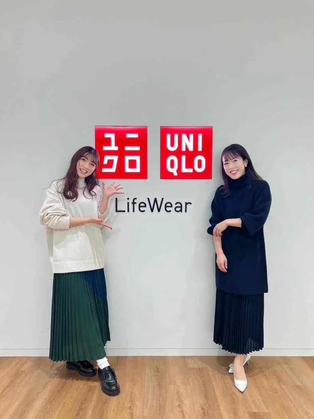 友人とお揃いの「プリーツロングスカート（¥4,990）」