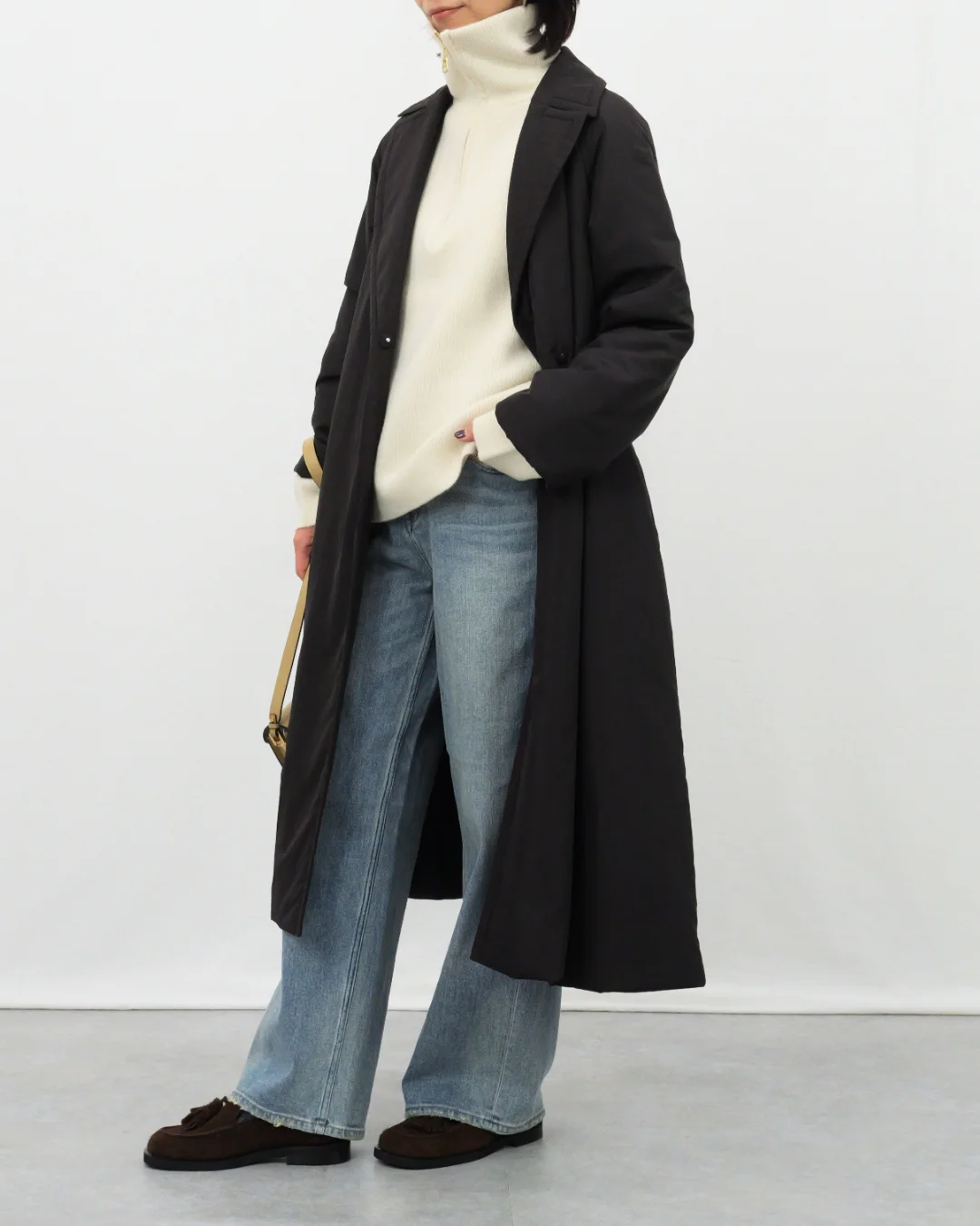 中綿トレンチロングコート前