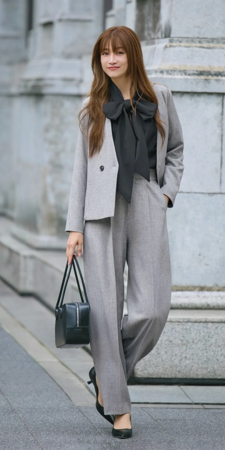 M7days
ツイード風腰高見えタックパンツ　お仕事服