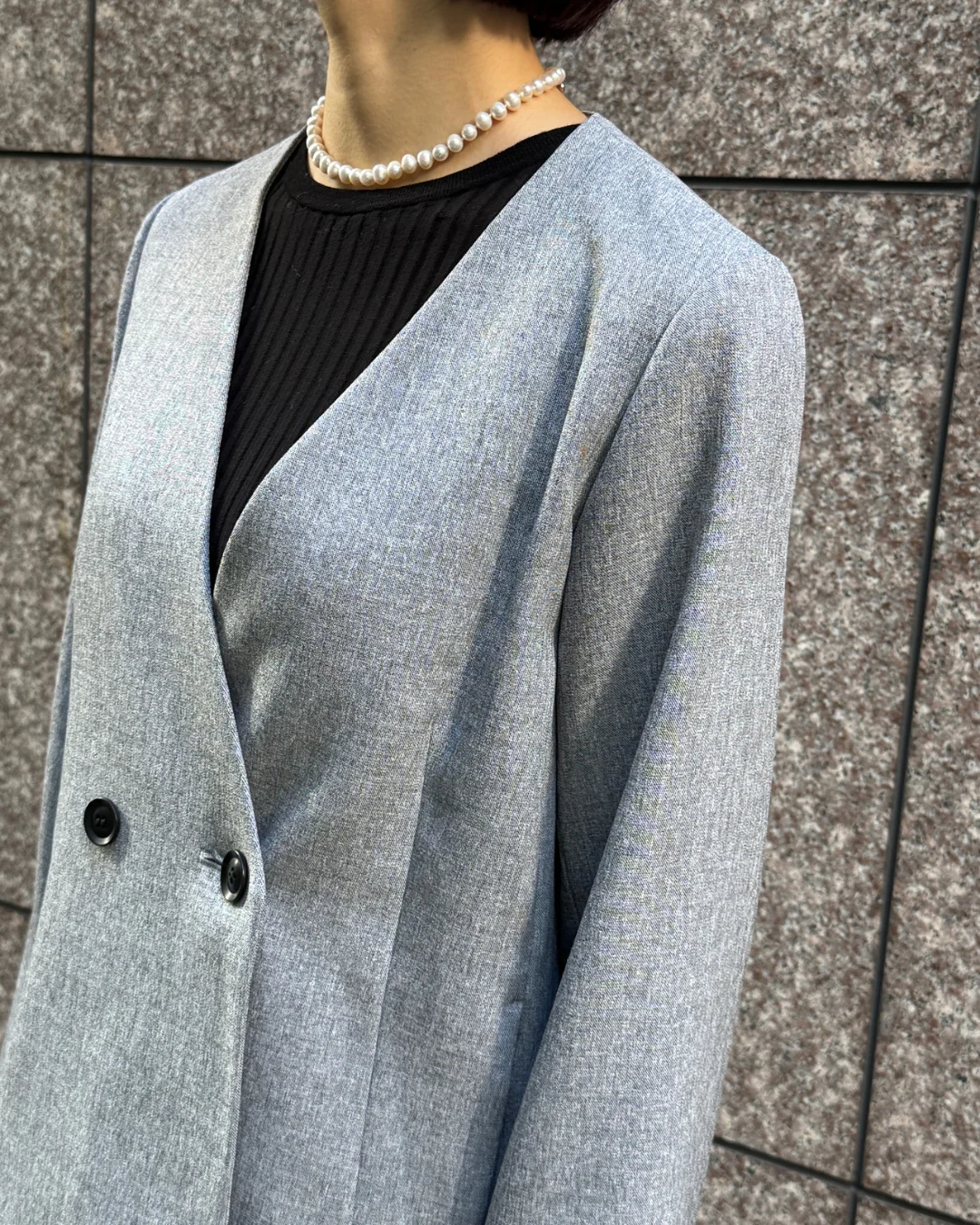 ジャケットVネックノーカラー