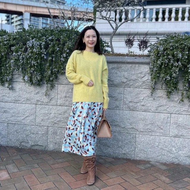 【M7days】フラワープリントスカートコーデ1-1