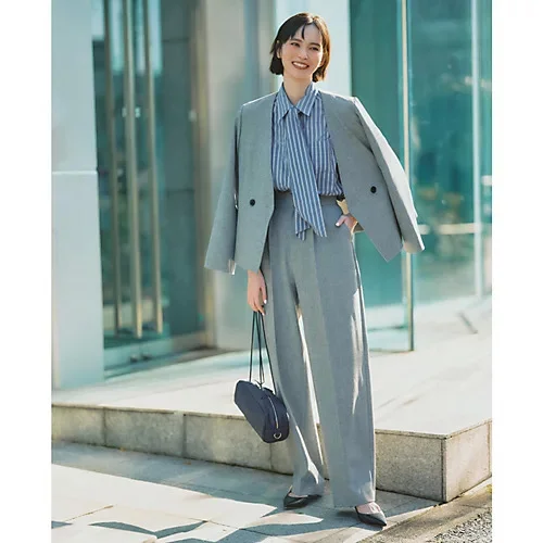 M7days ツイード風腰高見えタックパンツ