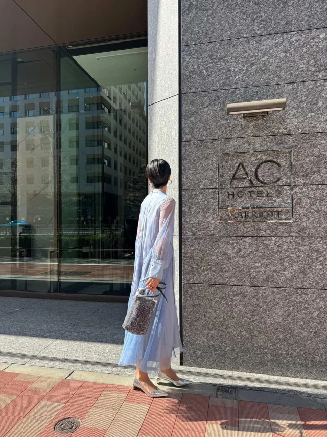 美女組オフ会へ｜ドレスコード春色コーデは水色シアーワンピース_1_1-2