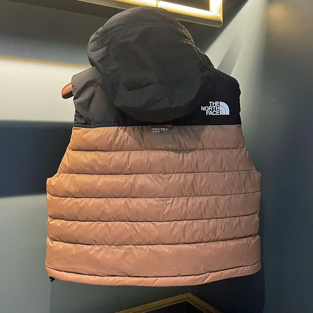 ザ・ノース・フェイス× ハイク　中綿ベスト　バックスタイル　フードを出したところ