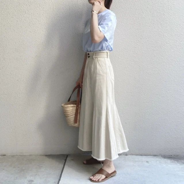 【今日のコーデ】きれい色ロゴTシャツ＋スカート_1_3