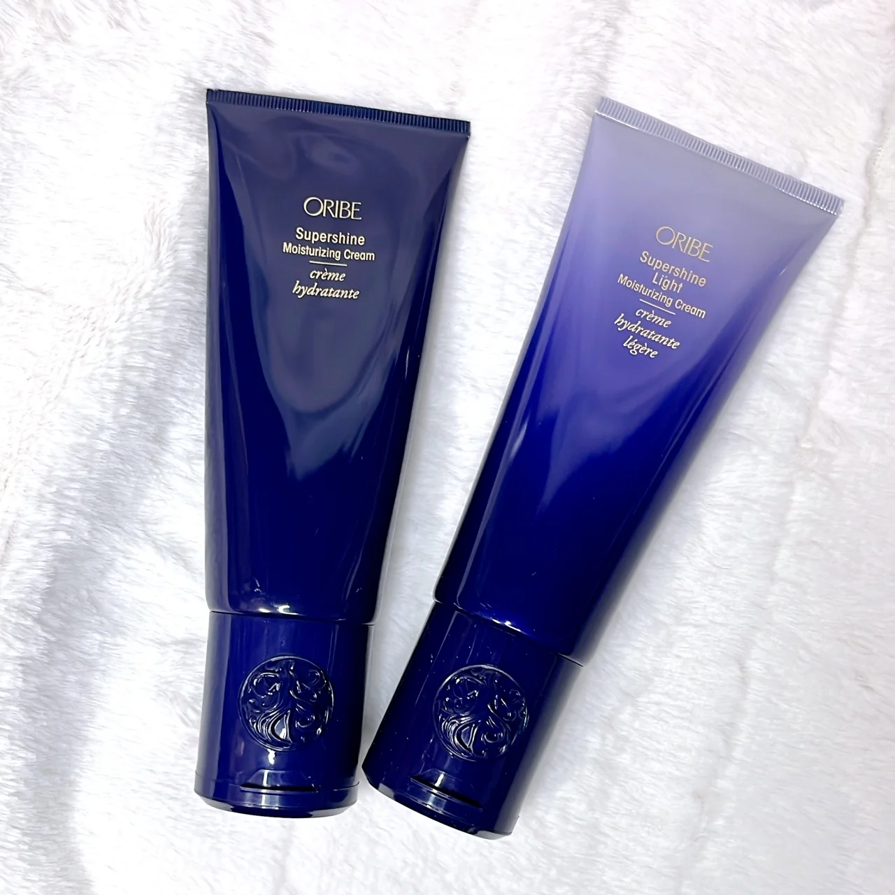 ORIBE シャイン モイスチャライジング ヘアクリーム ライト　150mL　￥6930／花王サロンジャパン（サロン専売品）＜3月3日（月）発売＞　左：既存　シャイン モイスチャライジング ヘアクリーム