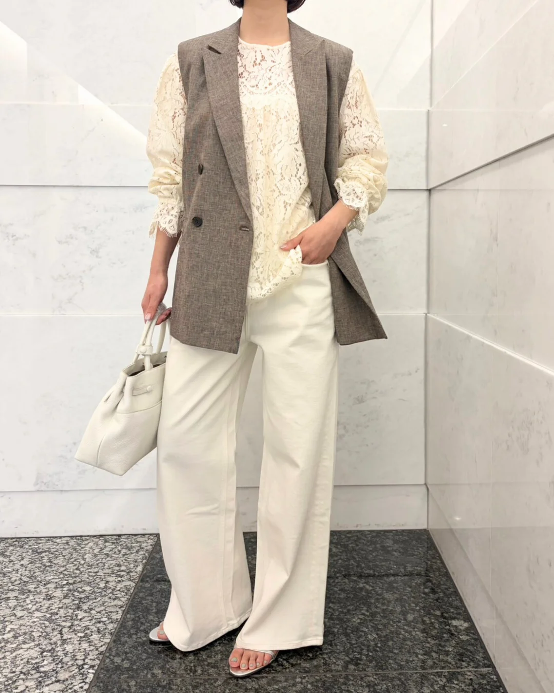 M7days【加藤かすみさんコラボ】【洗える】 大人レースブラウス