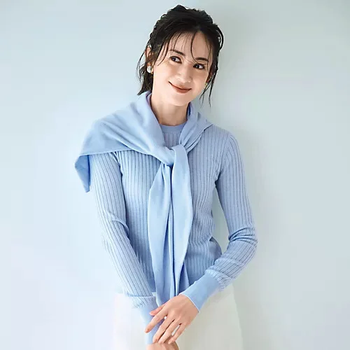 エムセブンデイズ　リブクルーネックニット