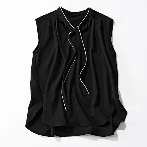 エムセブンデイズ　 さらふわパイピングボウタイブラウス