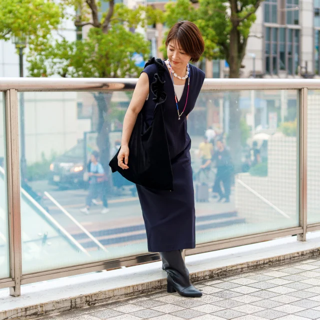40代ファッション　ワンピースコーデ