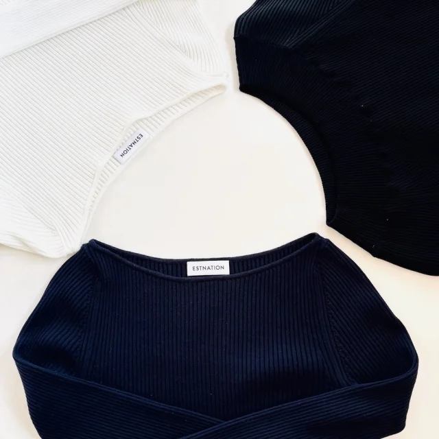 Estnation、エストネーション、ボートネックニット