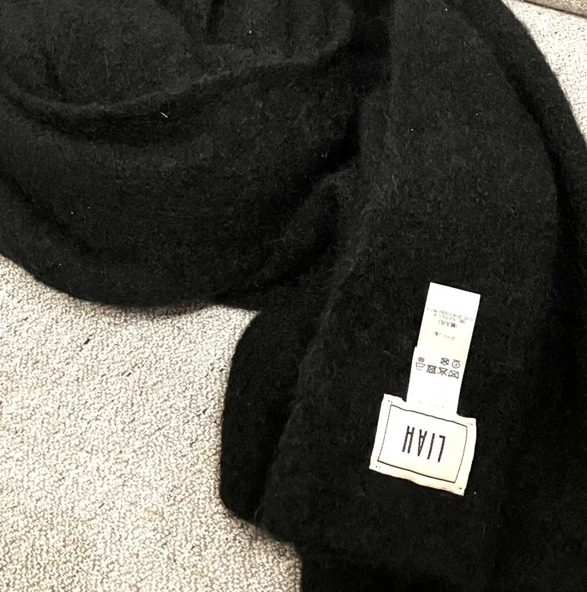 LIAH　ブラック モヘアストール